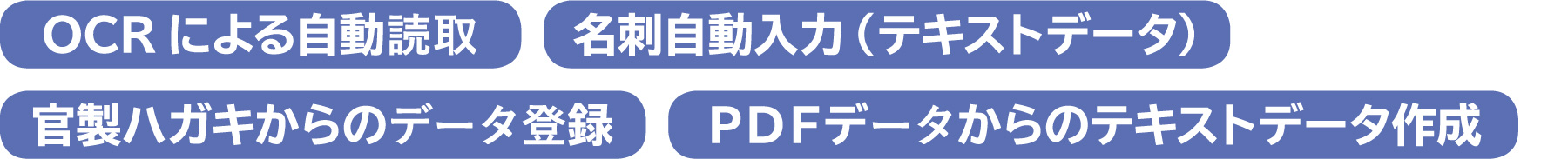 OCRによる自動読取 名刺自動入力（テキストデータ） 官製ハガキからのデータ登録 PDFデータからのテキストデータ作成